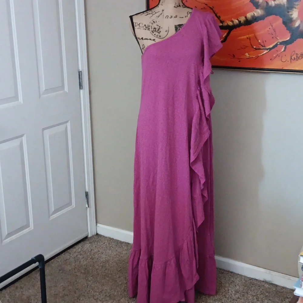 Free People Beach Elisa One Shoulder Maxi Dress In Raspberry Size Medium